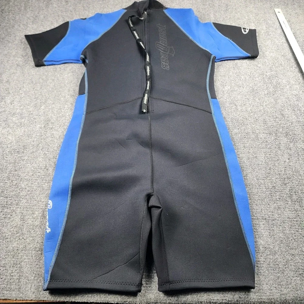 SeaQuest Mens XL Wetsuit Shorts Blue Black‎ Shorty Surf Dive Swim Snorkle